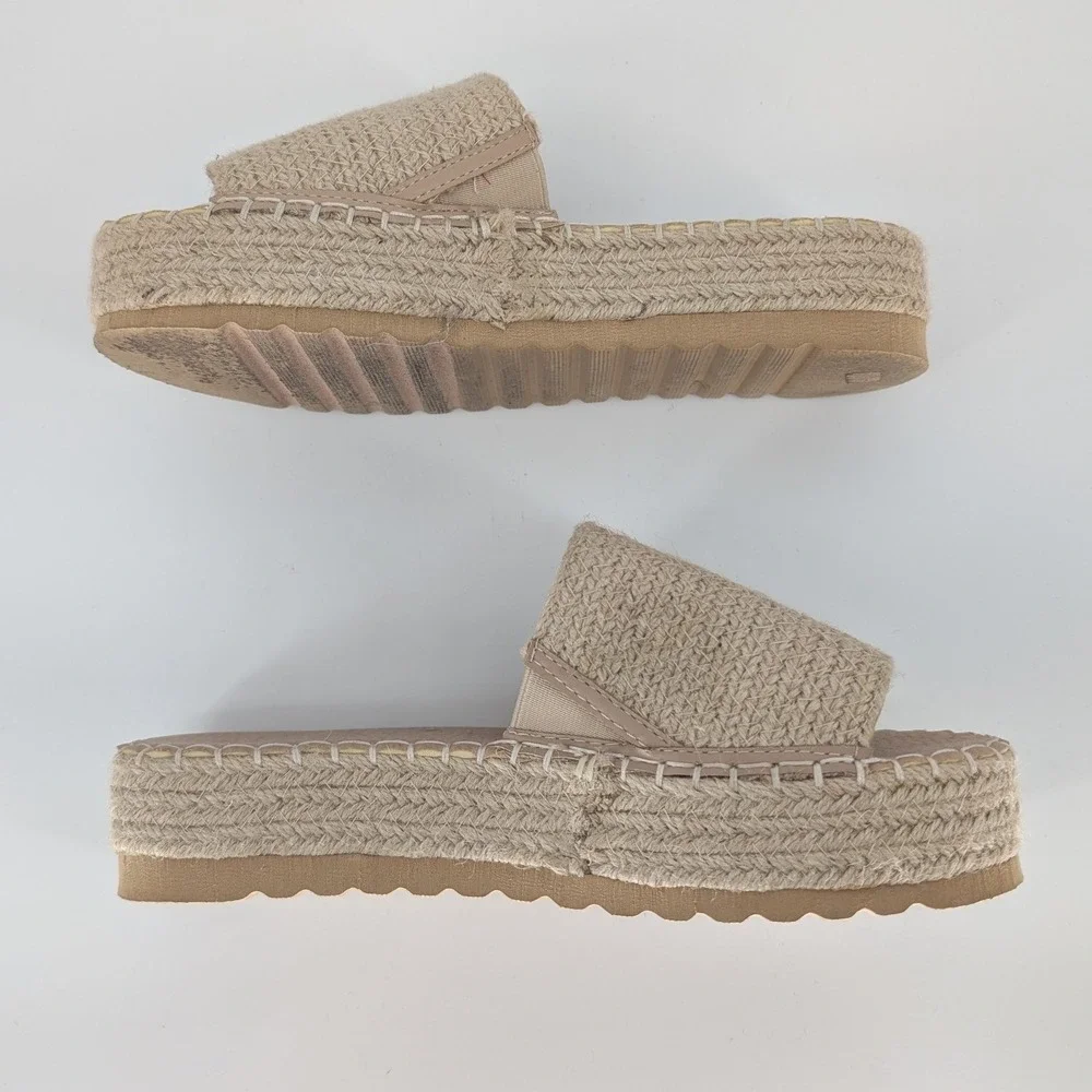 Beach by Matisse Rey Jute Platform Slide Sandal Women 8M Natural Espadrille Boho